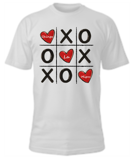 Chinga la Migra Tic Tac Toe Hearts Shirt
